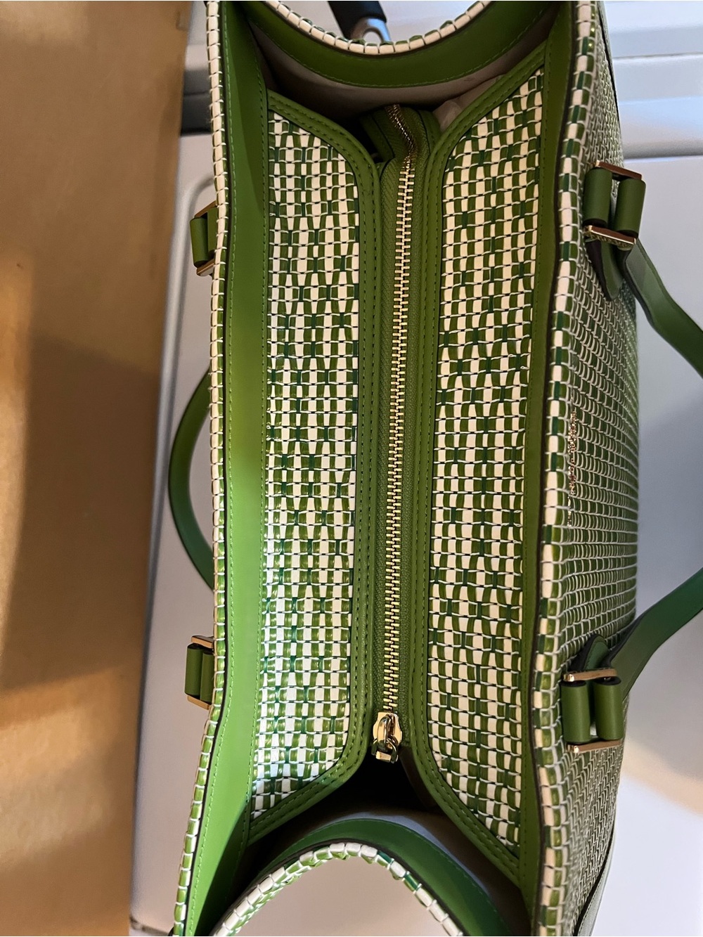 kate spade Green and White Woven Tote - Picture 5 of 5